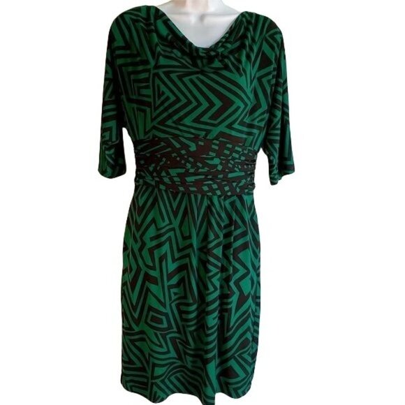 Just Taylor Black Green Dress with Pockets Size 8 - Picture 1 of 9